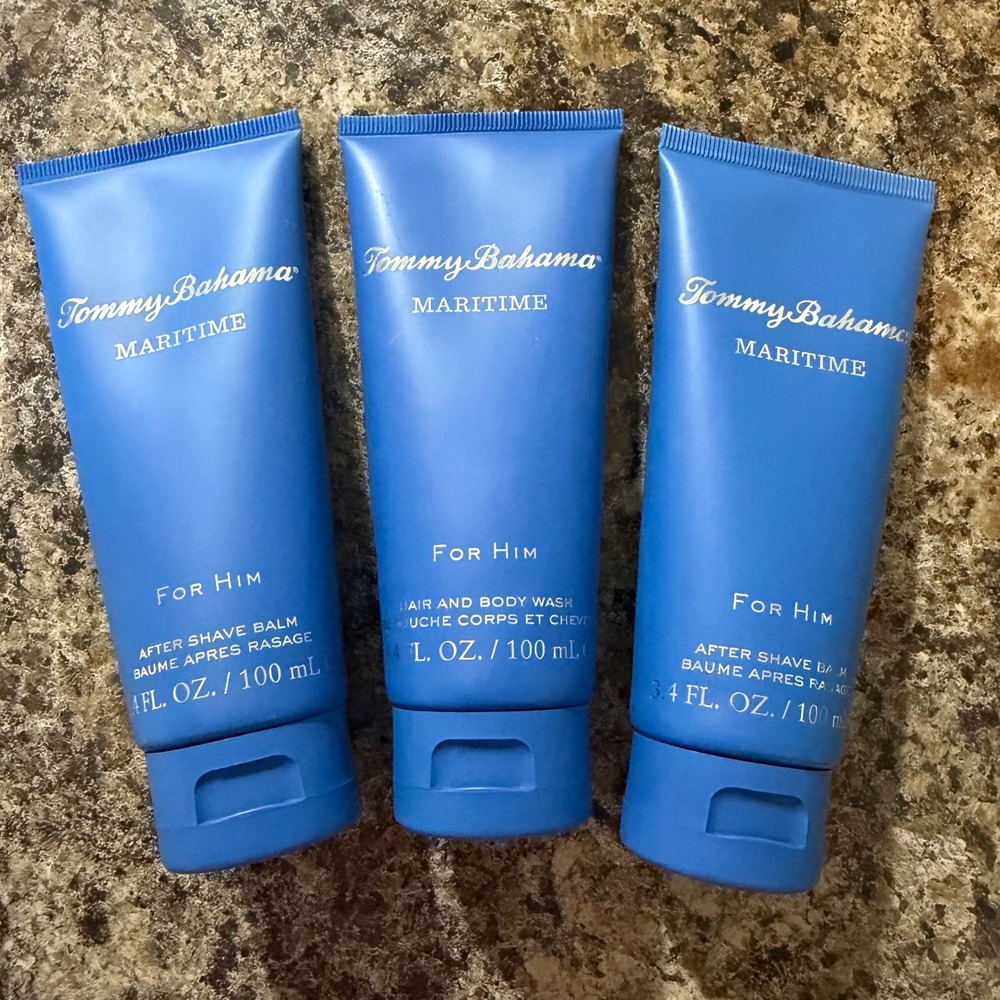 Tommy Bahama Maritime For Him 3pc Set 2 After Shave Balm 1 Hair Body Wash 3.4oz